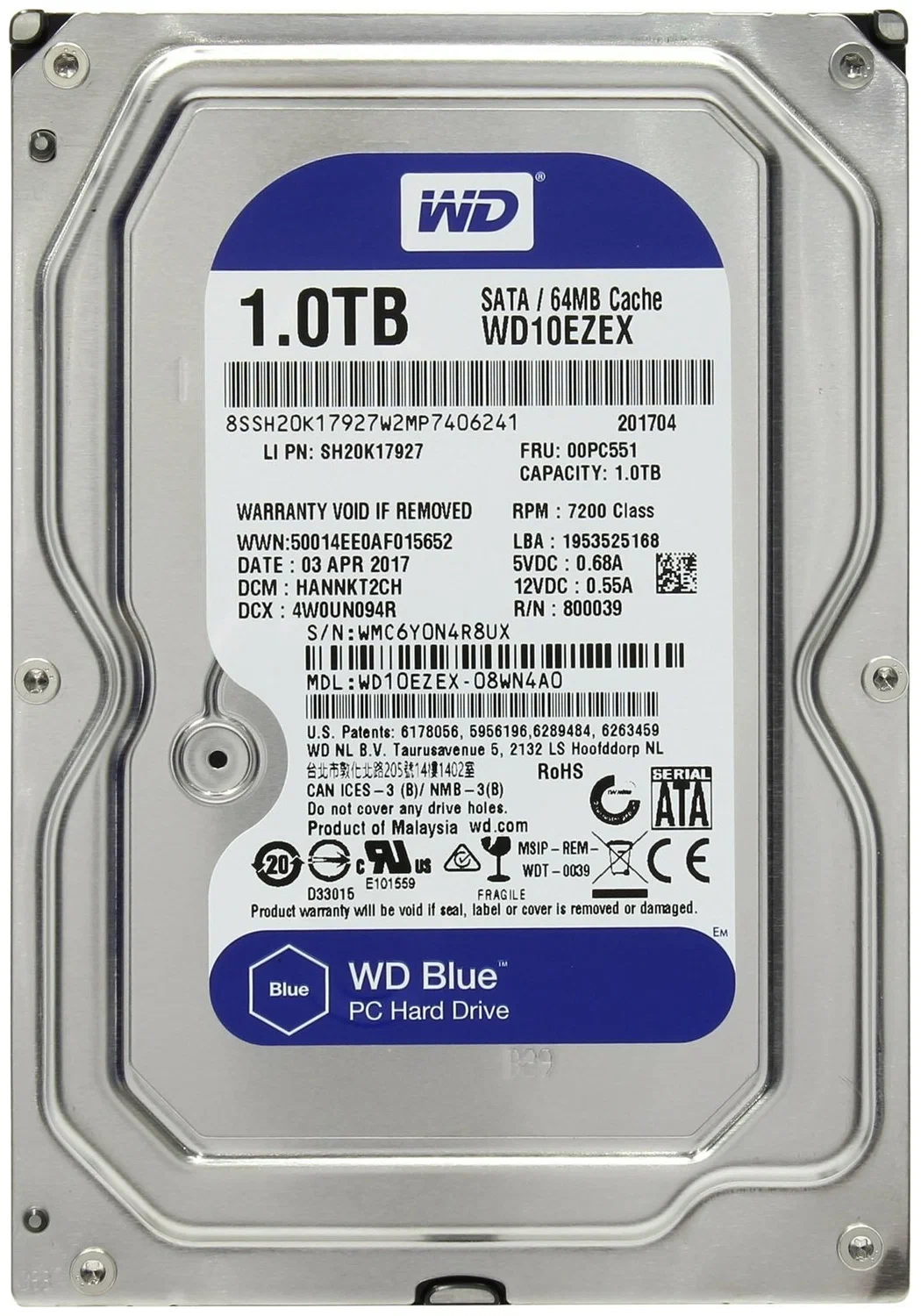 Жесткий диск Western Digital WD Blue 1 TB (WD10EZEX)
