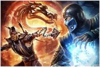 Картина по номерам на холсте Mortal Kombat скорпион и сабзир...