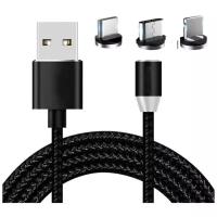 Кабель Магнитный зарядки 3в1 microUSB typeC Lightningдля i...